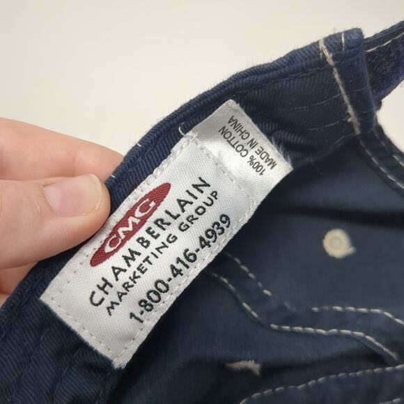 FOX Strapback Hat Blue One Size Adjustable Spell Out Solid Vent Holes - Picture 10 of 10